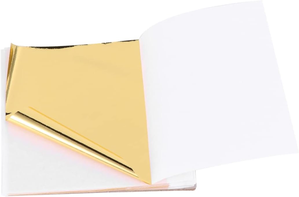 VILLFUL 9x9cm Imitation Gold Leaf Foil Paper 100 Sheets for Arts Crafting and Manicure for Gilding Decoration and Makeup