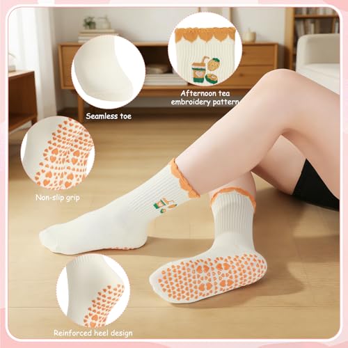 Image of Pilates Grip Yoga Socks for Women Cute Non Slip Socks | Cute Non Slip Socks, Athletic Grippy Sock, Barre Ballet Fitness Workout