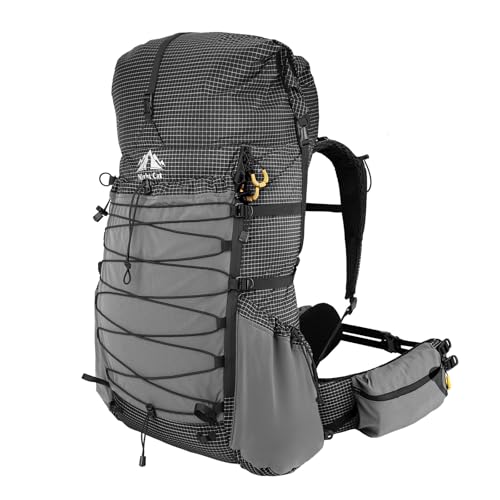Night Cat Internal-frame Hiking Backpcack: 50L / 60L / 70L Roll Top Lightweight Travel Backpack with Rain Cover for Men Women Hiking Camping Backpacking Black