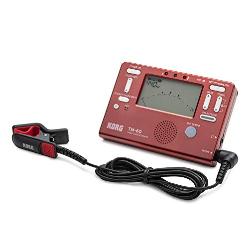 Korg TM-60 Tuner and Metronome Combo with Clip on Microphone (Red)