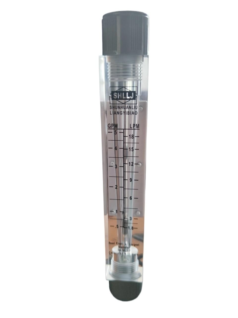 1 unidad de caudalímetro tubular LZM-15G de 0,5-5 GPM/1,8-18 LPM for líquidos/agua, rosca BSP de 1/2". Caudalímetro de área variable con interruptor de límite de alarma.(SS fitting)