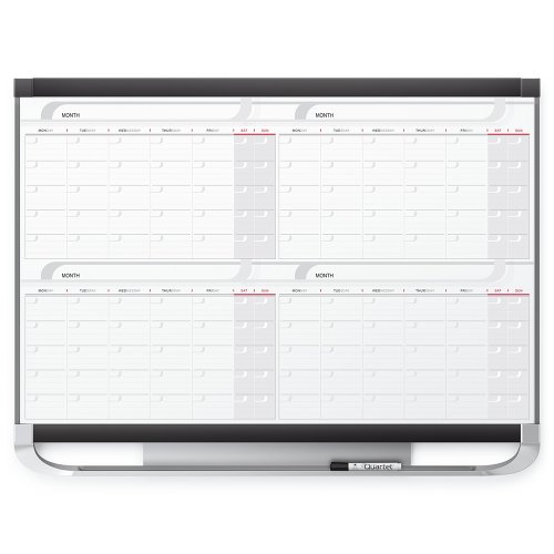 Quartet Dry Erase Calendar Board, Magnetic Whiteboard Planner, 3' x 2', 4 Months, Total Erase Surface, Prestige 2 (4MCP23P2)