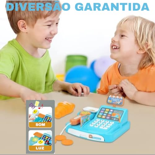 Caixa Registradora Infantil Brinquedo Moedas Dinheiro Cartão MAQUINA COM LUZ E SOM COM DINHEIRINHO S