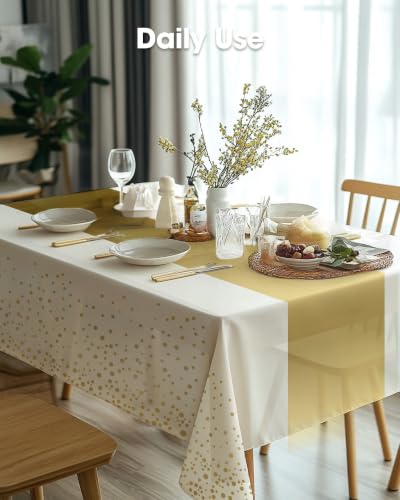 Image of Pureegg Plastic Table Cloth Disposable 54x108 Inch 10 Pack, White Gold