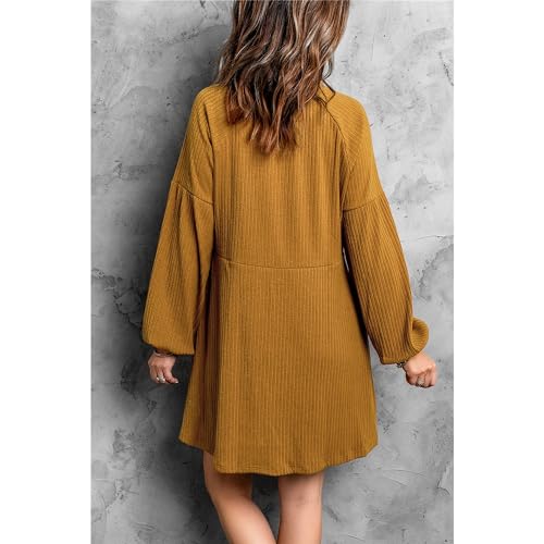 Robe décontractée à taille haute jaune S pour femme