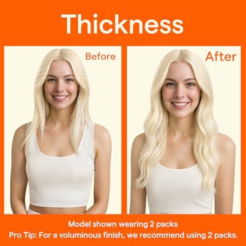 Image of Full Shine Seamless Clip in Extensions, Light Blonde, Straight | Real Human Hair, 20 Inch 95g 4 Pcs, Crown and Side Fill ins, Soft Silky, Celebration Styling, Long Hair