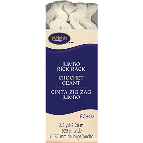 Wrights5/8 by 2-1/2-Yard Rickrack Quilting Supplies, Jumbo, Oyster