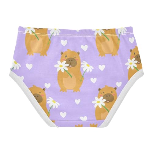 Cotton Girls Underwear Toddler Cute Capybaras Daisies Purple Panties for Girl Print Undies Kids Briefs 2t2