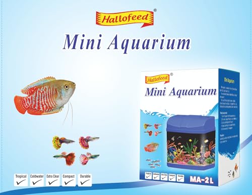 Hallofeed Mini Aquarium M-2L (Small Fish Tank/Betta Fish Tank) (White)