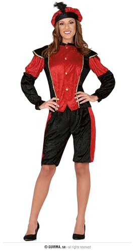 GUIRMA | Disfraz de Paje Adulta (44-46/XL) - Camisa, Gorro y Pantalón - Disfraces para Fiestas y Celebraciones - Ideal para Mujer - Rojo