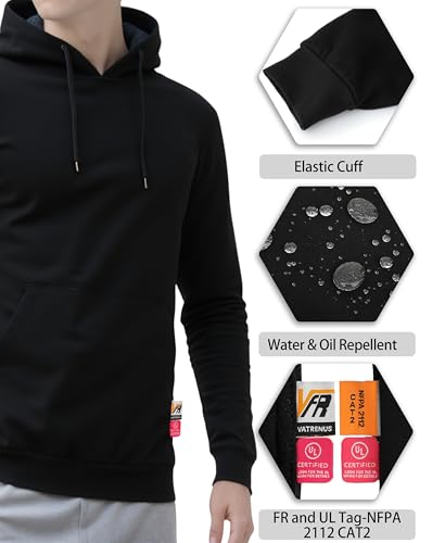Image of VATRENUS FR Hoodies for Men Pullover 10.5oz Cotton Fleece Flame Resistant Jacket Fire Retardant Welding Sweatshirts