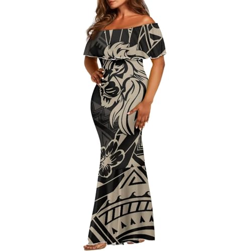 Image of Polynesian for Women S-7XL Off Shoulder Maxi Dress Hawaiian Summer Dresses