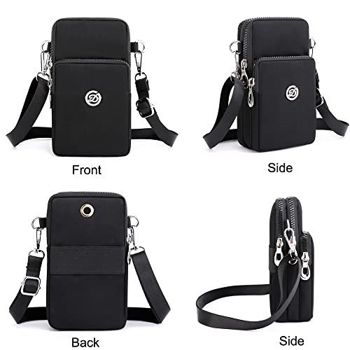 Women Nylon Cell Phone Purse Travel Crossbody Bag Wallet Sport Armband For Iphone 13 Pro Max Samsung Galaxy S22 Ultra S21 S20 Plus Note 20 A53 A23 A13 A32 Google Pixel 6A 6 7 Moto G Stylus 5G (Black) #TOP2