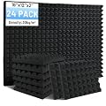 Focusound 24 Pack Sound Proof Foam Panels for Walls, 12" X 16" X 2" Pyramid Acoustic Foam Panels 30 kg/m³ High Density Noise Reduction Soundproof Wall Panels for Office Studio Game
