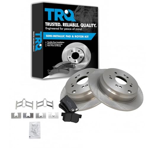 Image of TRQ Rear Brake Pad and Rotor Set Semi Metallic Vented Rotors | For 2007-2012 Acura RDX