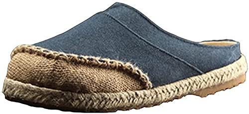 ZSMLB Sommerpantoffeln Flip Flops, Herren Leinensandalen, Ethno-Stil Retro Sommer Stroh gewebte Zehenpantoffeln Personalisierte Leinenschuhe Cover