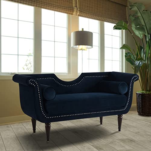Image of Luxury Velvet 2 Seater Chaise Lounge Sofa - Tufted Chesterfield Modern Couch with Button Tufted Back Elegant Lounge Couch for Living Room, Bedroom, Office