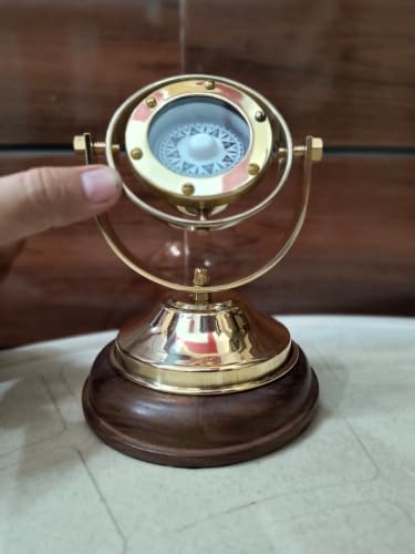 Brújula vintage de latón con soporte de 5 pulgadas miniatura 5