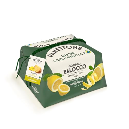 BOTTEGA BALOCCO - Panettone Limone Costa d'Amalfi I.G.P. 750g - Incartato a Mano - Realizzato in collaborazione con Caffarel - Made in Italy