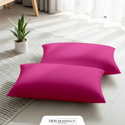 Image of YRM Bedding's - Egyptian Cotton 600TC Pillow Cover | Premium Pillowcases | Luxury Bedding-Export Collection | High Thread Count Durable & Breathable Covers - Hot Pink | [15''x25''] Inches