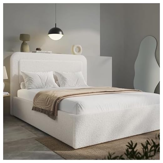 Blisswood King Size Ottoman Bed, 5ft King Ottoman Storage Bed With Gas Lift Opening Storage, Upholstered King Bed Frame Towel Fabric Modern Bed For Bedroom Furniture (White)