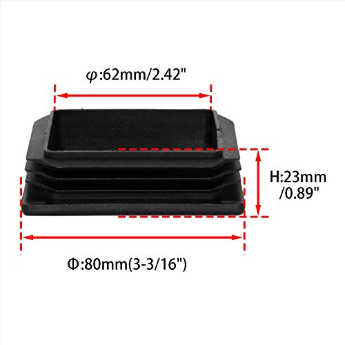 Image of Flyshop 80 x 80 mm, 3.15 inch x 3.15 inch Black Plastic Hole Plugs Square Tubing End Caps Tube Inserts Durable Furniture Glide for Chair Table Stool Leg 8 Pack