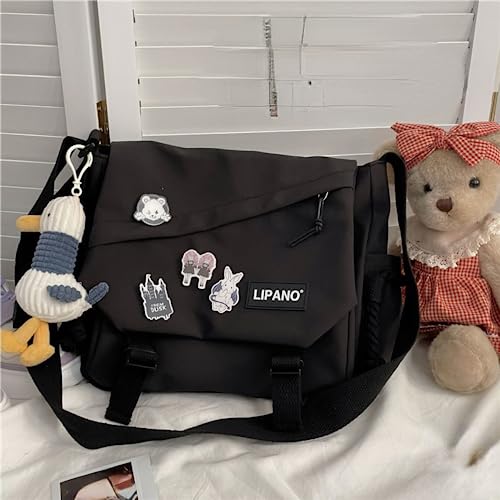 Loizziuy Y2k Crossbody Bag Backpack Kawaii Large Capacity Aesthetic Backpack Cute Casual Travel Mochilas Daypacks (1015 black)3