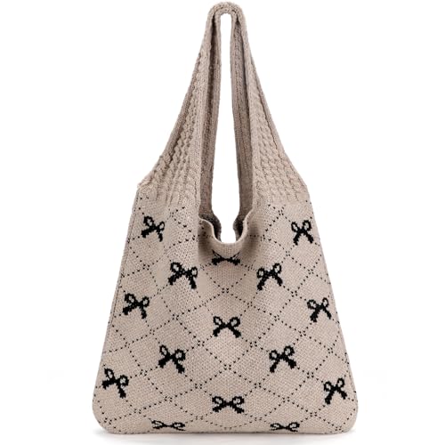 Image of KPX Crochet Tote, Beach Mesh Knitted Shoulder Bag - Large Aesthetic Hobo Bag for Women - Summer