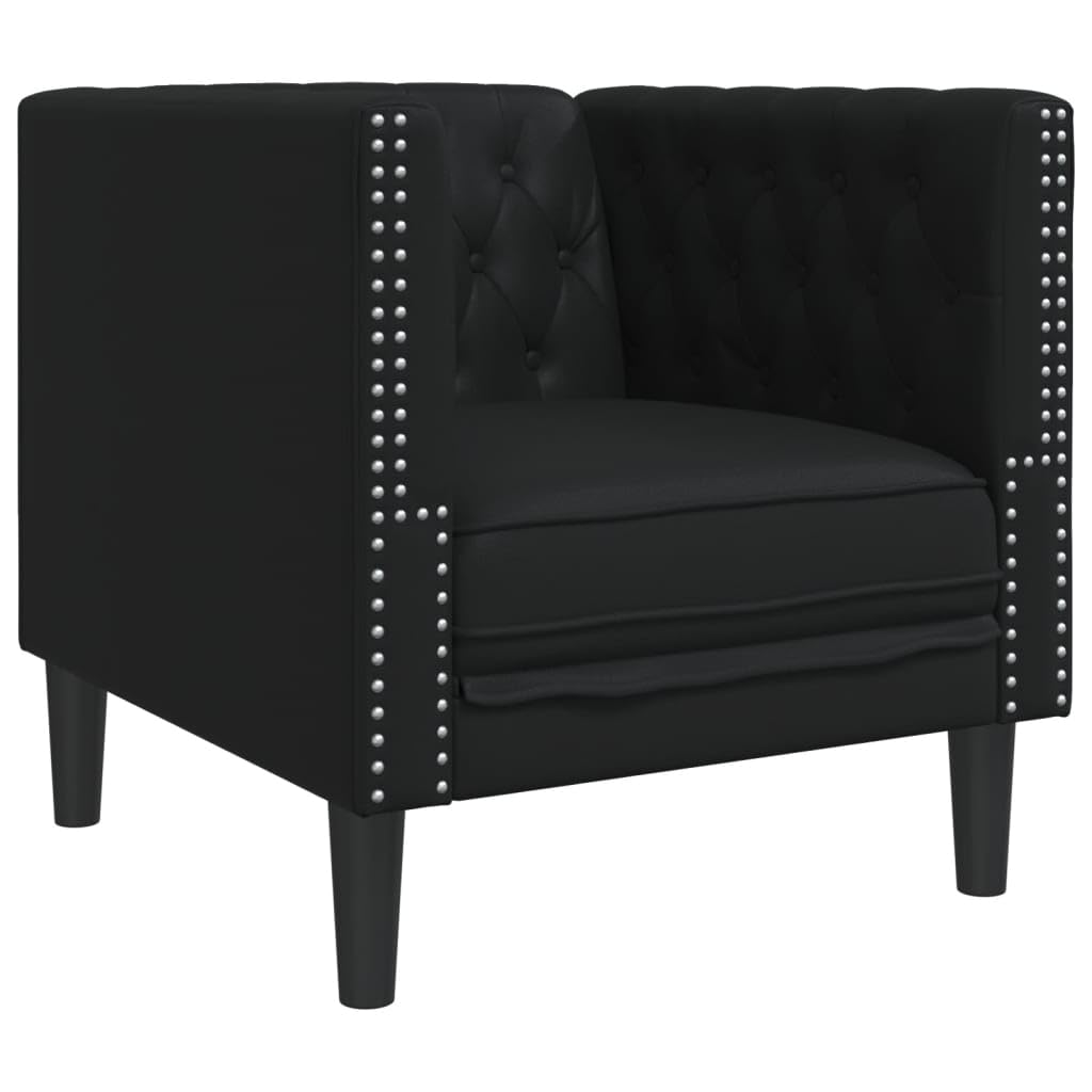 Solivagant Ensemble de canapé Chesterfield 3 pcs Noir Similicuir,(62.4 KG)