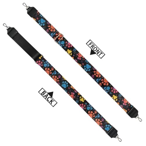 Image of GLENLCWE Colorful Paw Purse Strap Wide Replacement Crossbody Bag Straps Dog Paw Print Canvas Handbag Shoulder Strap, Adjustable Tote Belt