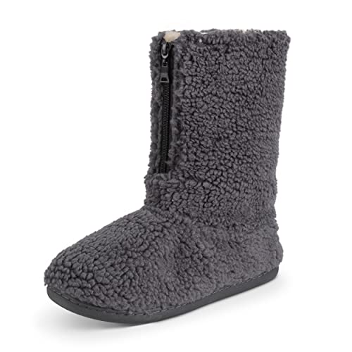 Polar Men’S Memory Foam Slipper Boots - Fleece-Lined Indoor Outdoor House Shoes - Non-Slip Sole & Funny Quote Outsole Detail - Warm Winter Sherpa Bootie Style - Black - Uk 9