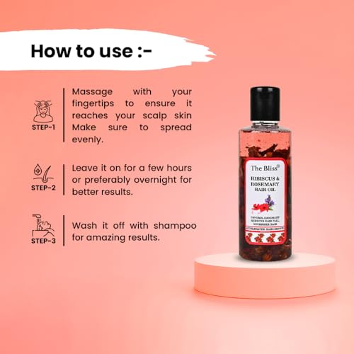 Image of The Bliss Hibiscus & Rosemary Hair Oil Enriched With Organic ingredients - Promotes Hair Growth, Reduces Hair Fall & anti dandruff for men & women 200ml