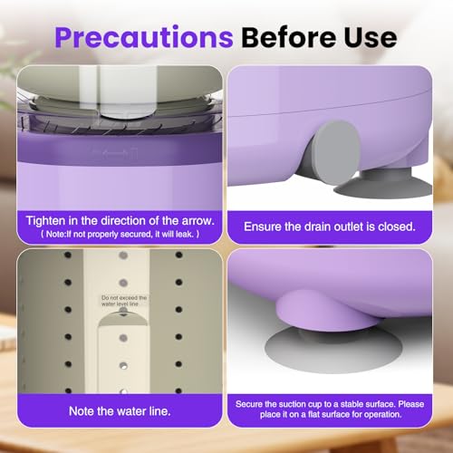 Image of Underwear Washing Machine, Rechargeable Portable Mini Washer Machine with 2L Cup Capacity for Bra Underwear Socks Home Hotel Apartment RV Travel (Purple).
