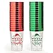 xo, Fetti Christmas Decorations Cups - 30 count, 12 oz | Team Naughty or Nice, Christmas Eve Disposable Drinkwear, Clear Plastic Cocktail Tumbler with Foil