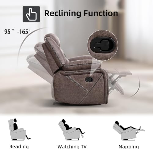 Image of EBELLO Faux Leather Recliner Sofa Furniture Set for Living Room, 1 Recliner Chairs, Two Seat Reclining Sofa Couch Set for Meeting Room, Grey