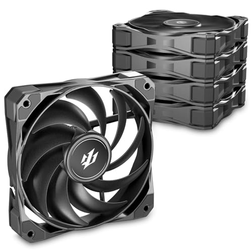 Okinos Ventiladores de PC, ventilador de caja de 120 mm, ventilador de 120 mm, conector PWM de 4 pines, ventiladores de carcasa de PC con 2000 RPM, 75 CFM, 2.03 mmH₂O, Cyclone Series 5 paquetes