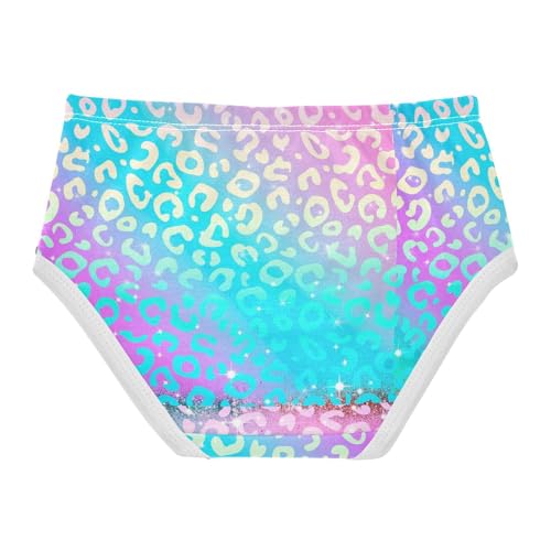 Wusikd Rainbow Shiny Leopard Girls' Underwear Cotton Cheetah Girls Briefs Soft Toddler Underwear 5T2