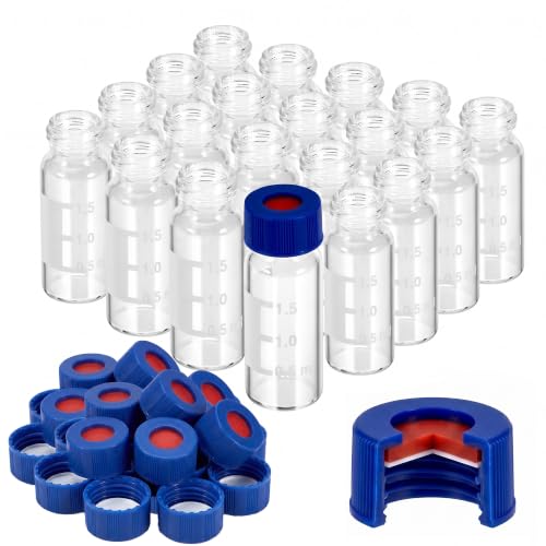 2mL Autosampler Vials, White PTFE and Red Silicone Septa, 1000Pcs