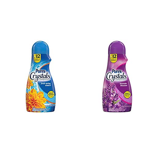 Purex Crystals in-Wash Fragrance and Scent Booster, Lavender Blossom, 39 Ounce and Purex Crystals in-Wash Fragrance and Scent Booster, Fresh Spring Waters, 39 Ounce