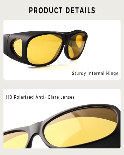 Image of Night Driving Glasses for Men Women Fit Over Sunglasses Anti Glare Polarized HD Night Vision Glasses