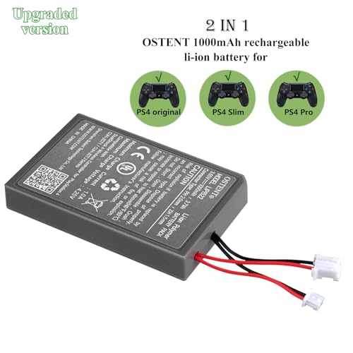 Image of OSTENT 1000mAh 3.65V 3.7Wh Rechargeable Li-ion Battery Pack Replacement for Sony PS4 Original /Pro /Slim Wireless Bluetooth Dual Shock Controller CUH-ZCT1 CUH-ZCT2
