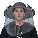 ayamaya 蚊帳ハット ファン内蔵 ワイドブリム ソーラーファンハット ネット付き 3段階調節 男女兼用 アウトドア 釣り ハイキング キャンプ ガーデニング グレー