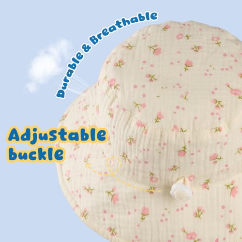 Image of Muslin Baby Sun Hat Sun Protection Baby Toddler Bucket Hats for Boys Girls
