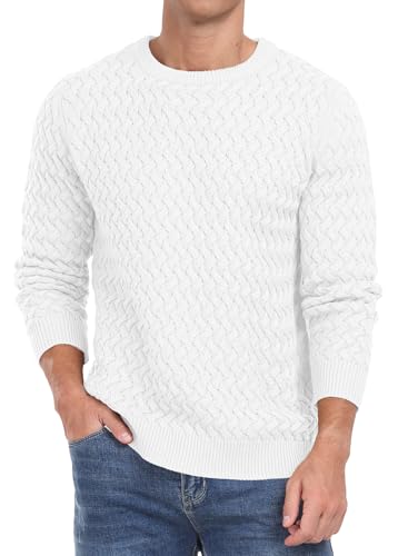 Sailwind Men's Crewneck Cable Knit Sweaters Long Sleeve Casual Twist Patterned Pullover Sweater