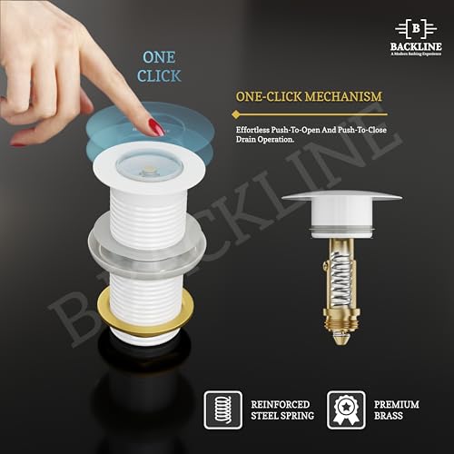 Image of B Backline Brass 5-Inch Pop up Waste Coupling for Wash Basin | 32 MM Full Thread Waste Coupling For Basin (White Glossy, 5-INCH)