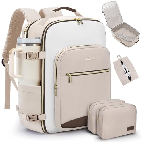 Image of LOVEVOOK 40L Travel Backpack for Women & Men, Airline Approved Carry On Luggage with 3 Packing Cubes, TSA Overnight Bags, Waterproof Personal Item Bag, Weekender Essentials Backpacks fits 17" Laptop