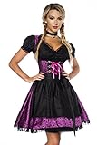  DIRNDLINE 3-tlg. Mini-Dirndl Trachtenkleid aus Jacquard (Kleid, Schürze & Bluse) in 5 Varianten A70000, Größe:34;Farbe:lila