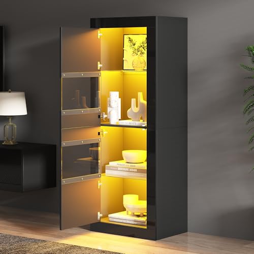OKMYHOME Vitrina de alto brillo con LED y...