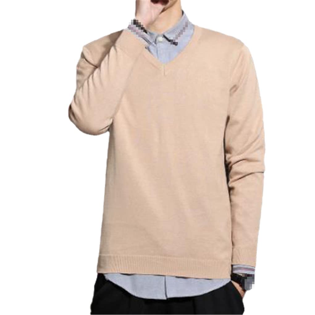 Hamthuit Bawełniany sweter męski ciepły jesień zima męski sweter sweter sweter męski sweter zimowy sweter, Dekolt w serek Khaki, 3XL