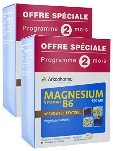 Arkopharma Magnésium Vitamine B6 150 mg Lot de 4 x 60 Gélules
